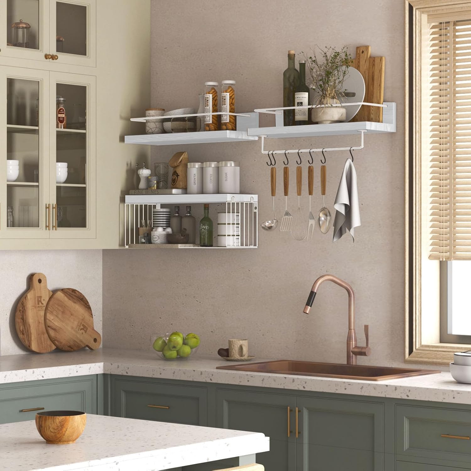 PopiShelves Wall Mounted Shelf Set with Basket