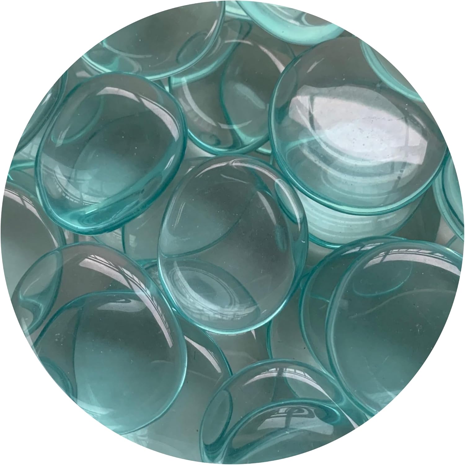 Aqua Blue Obsidian Smooth Stones 10 Piece Set