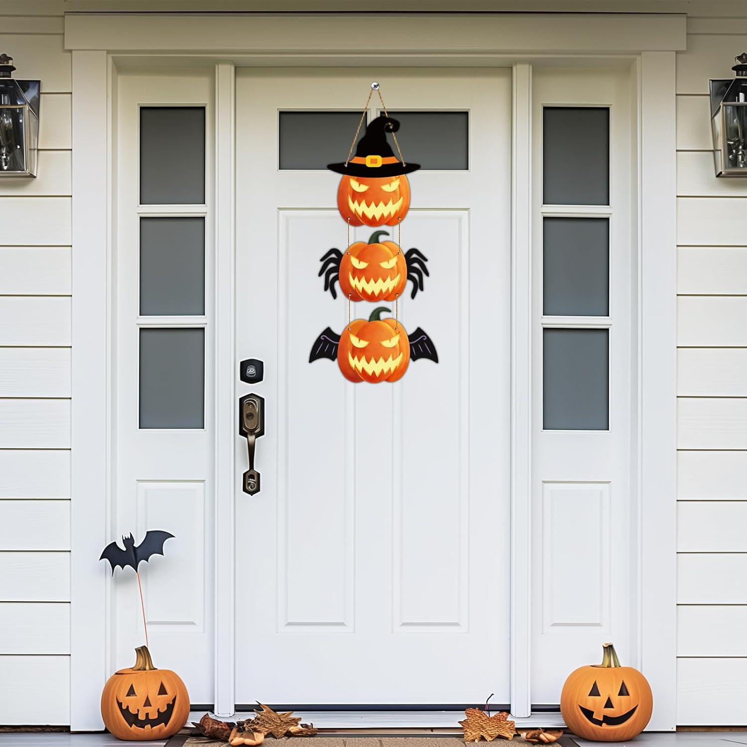 Halloween Door Wreath Scary Pumpkin Wall Decor