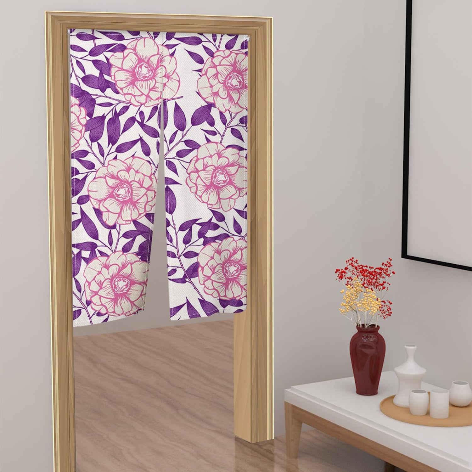 Bloomy Flowers Noren Curtain 34x60 Inch