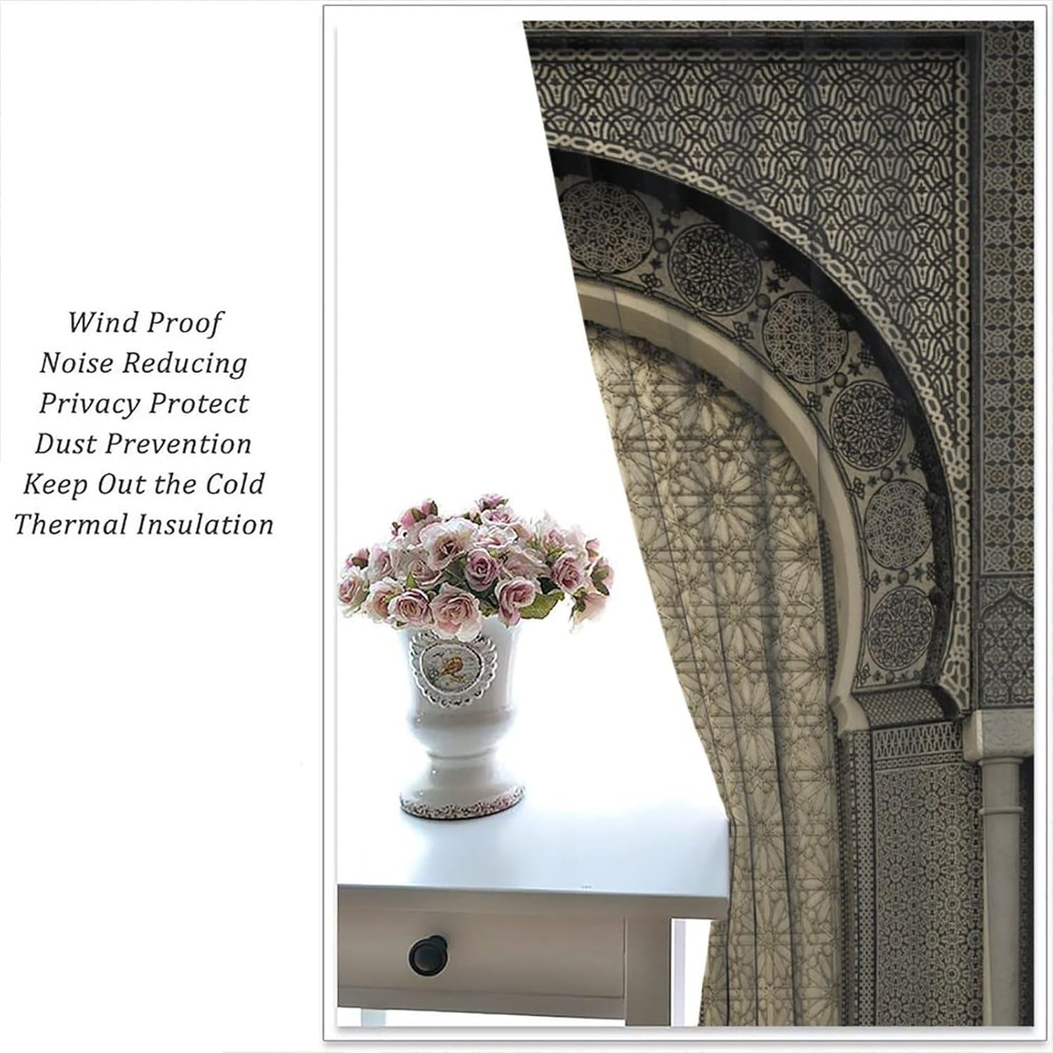 Moroccan Pattern Window Curtains 2 Panel Set