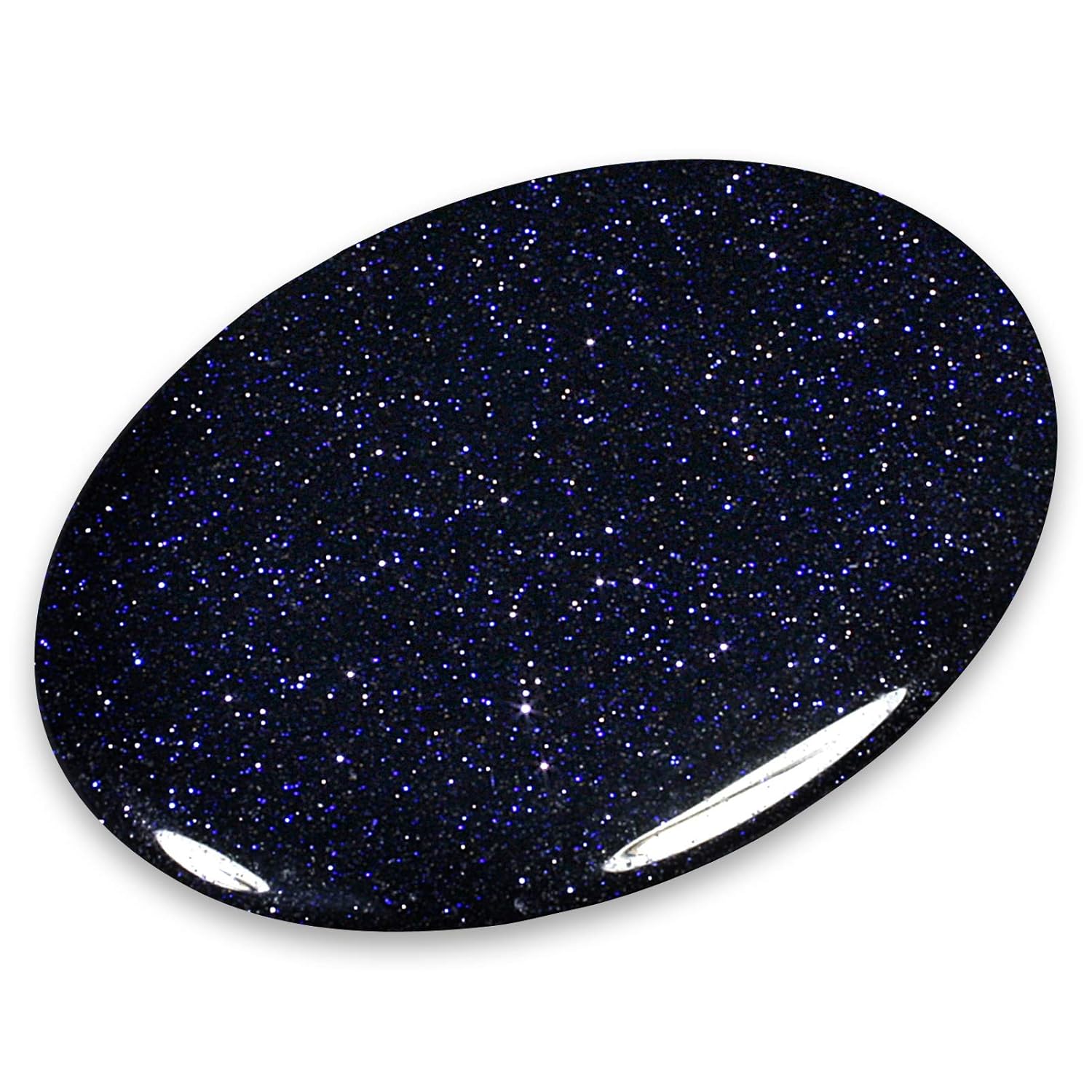 CrystalAge Blue Goldstone Palm Stone 70x50mm