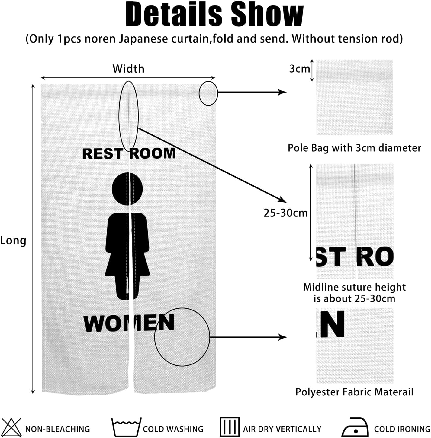 Modern Japanese Noren Door Curtain 34x60