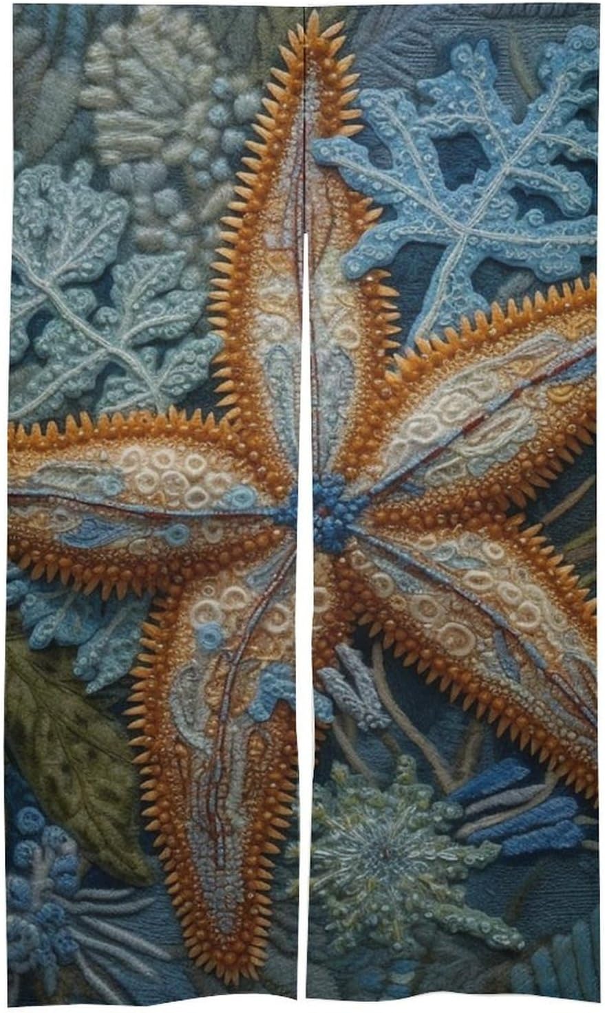 Japanese Noren Door Curtain with Starfish Pattern