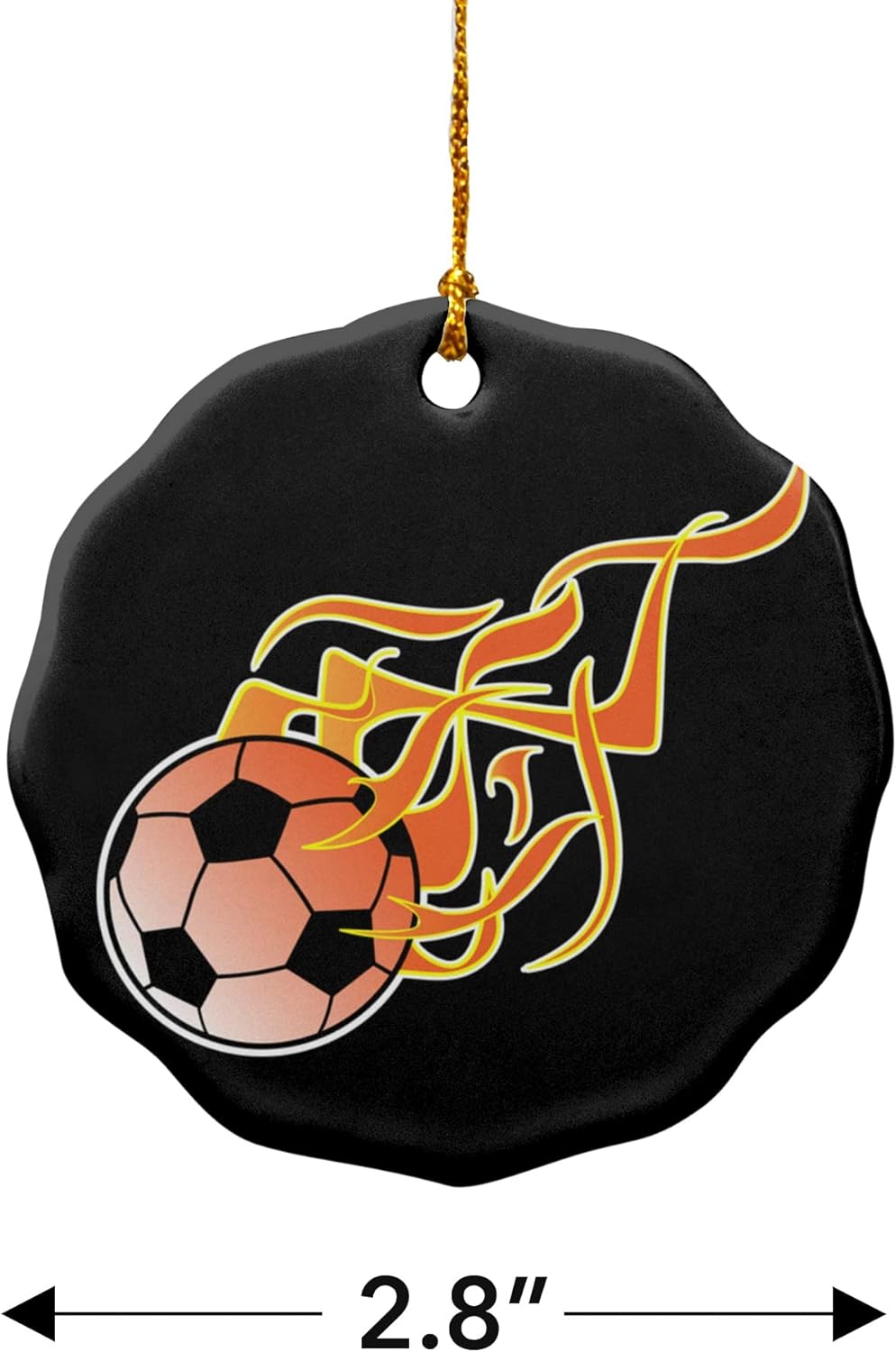 Graphics More Soccer Ball Football Cartoon Flames Porcelain Ornament