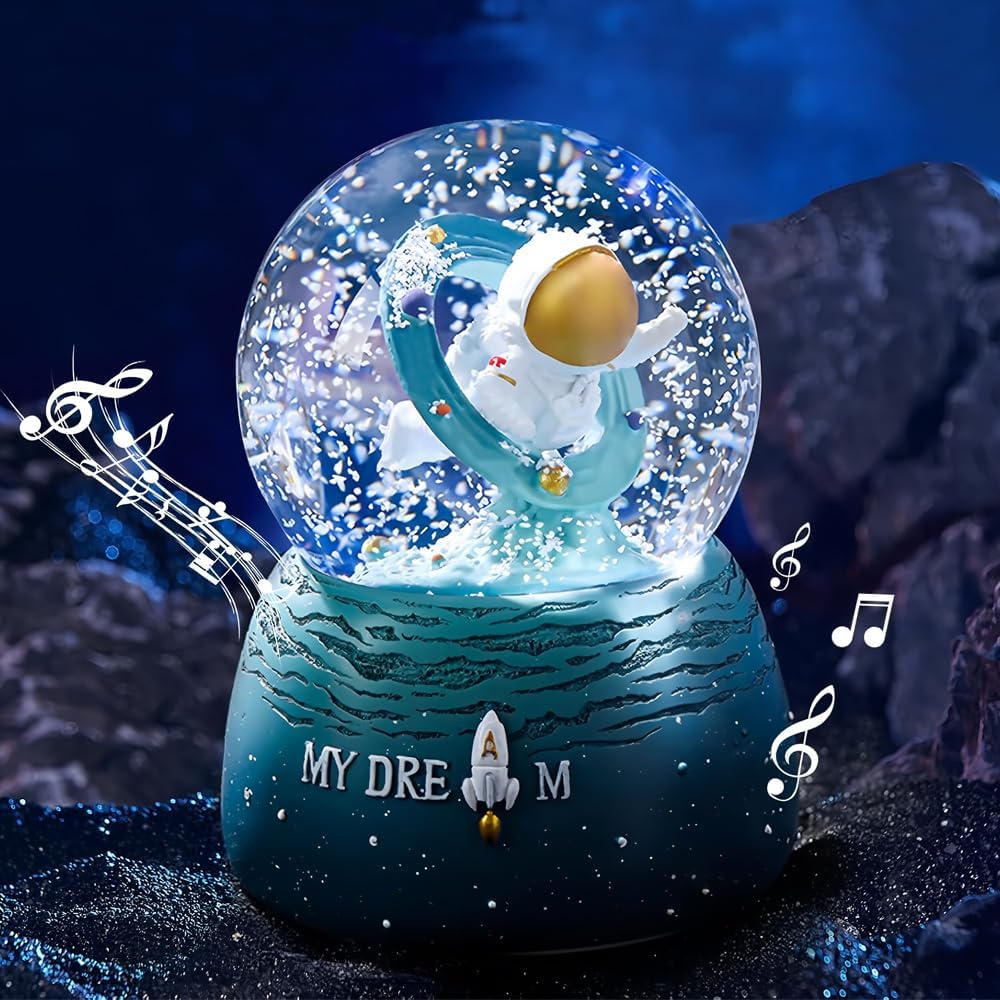 Astronaut Snow Globe - Musical Automatic Snowflakes for Kids