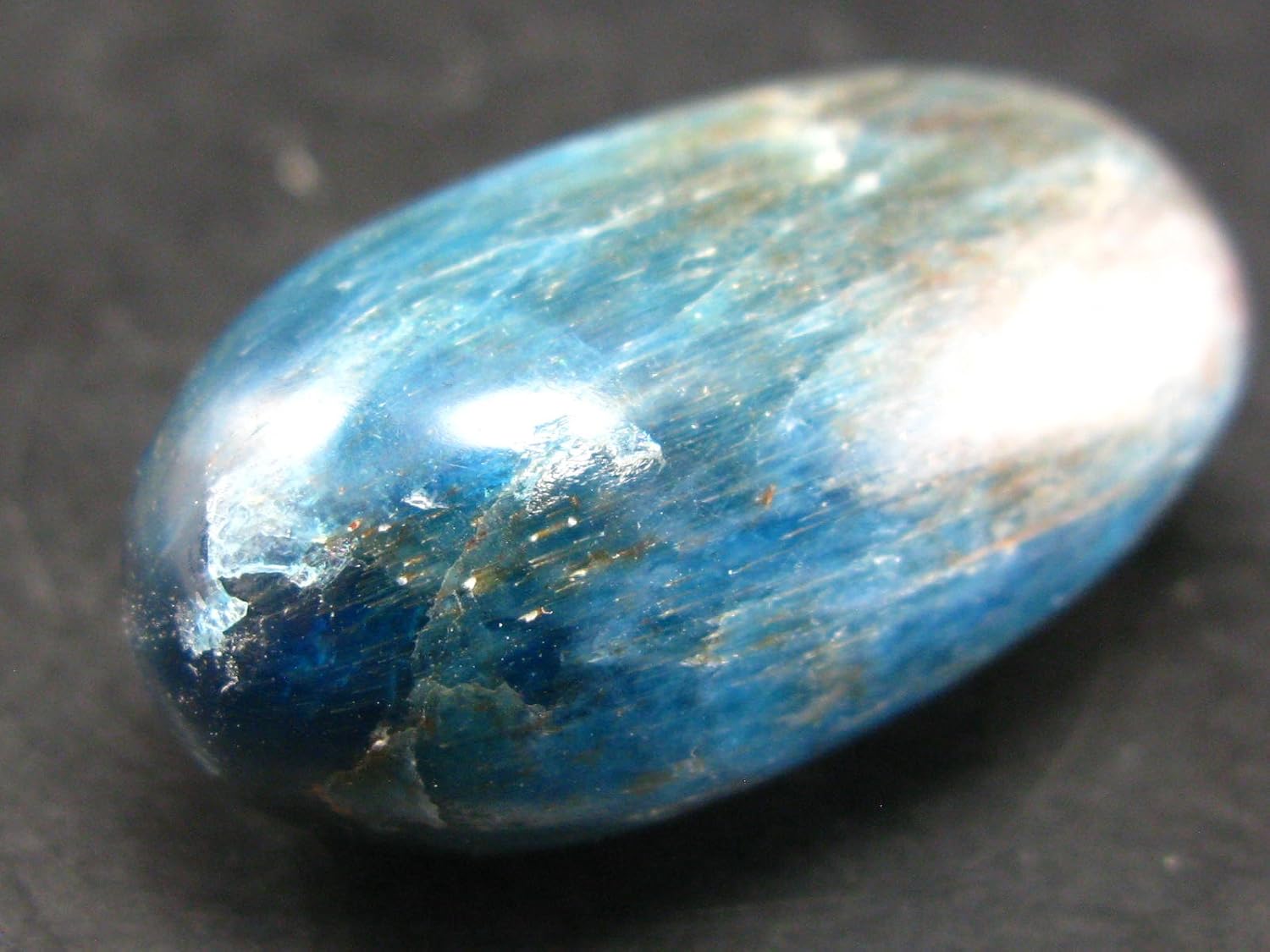 Neon Blue Apatite Tumbled Stone from Brazil 18 Inch 1