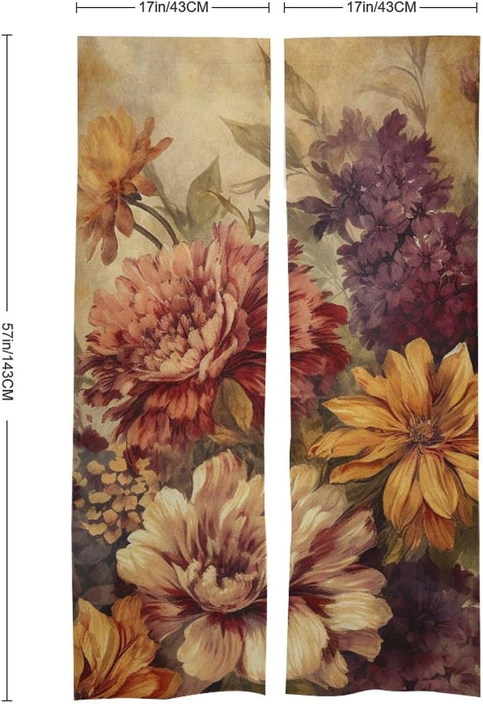 Japanese Noren Door Curtain with Yellow and Red Flowers Print