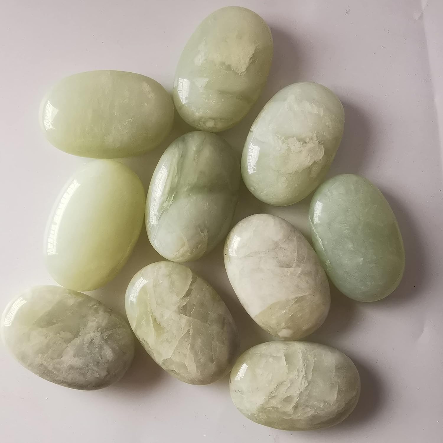 Loveliome Natural Jade Oval Polished Worry Stones