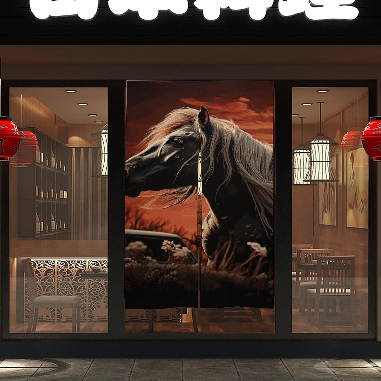 Romantic Mustang Door Curtain 57x17 Inches Soft Durable