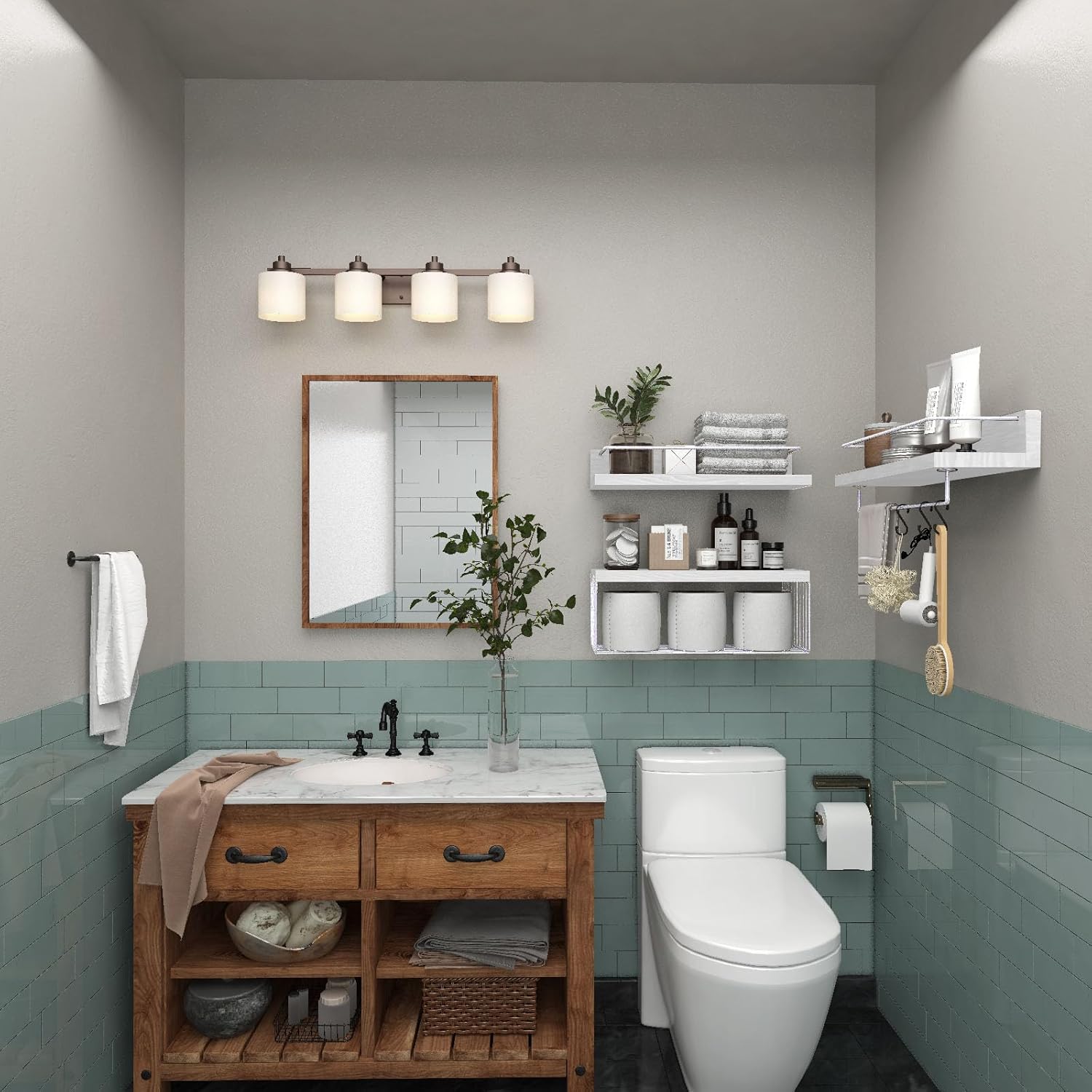 PopiShelves Wall Mounted Shelf Set with Basket