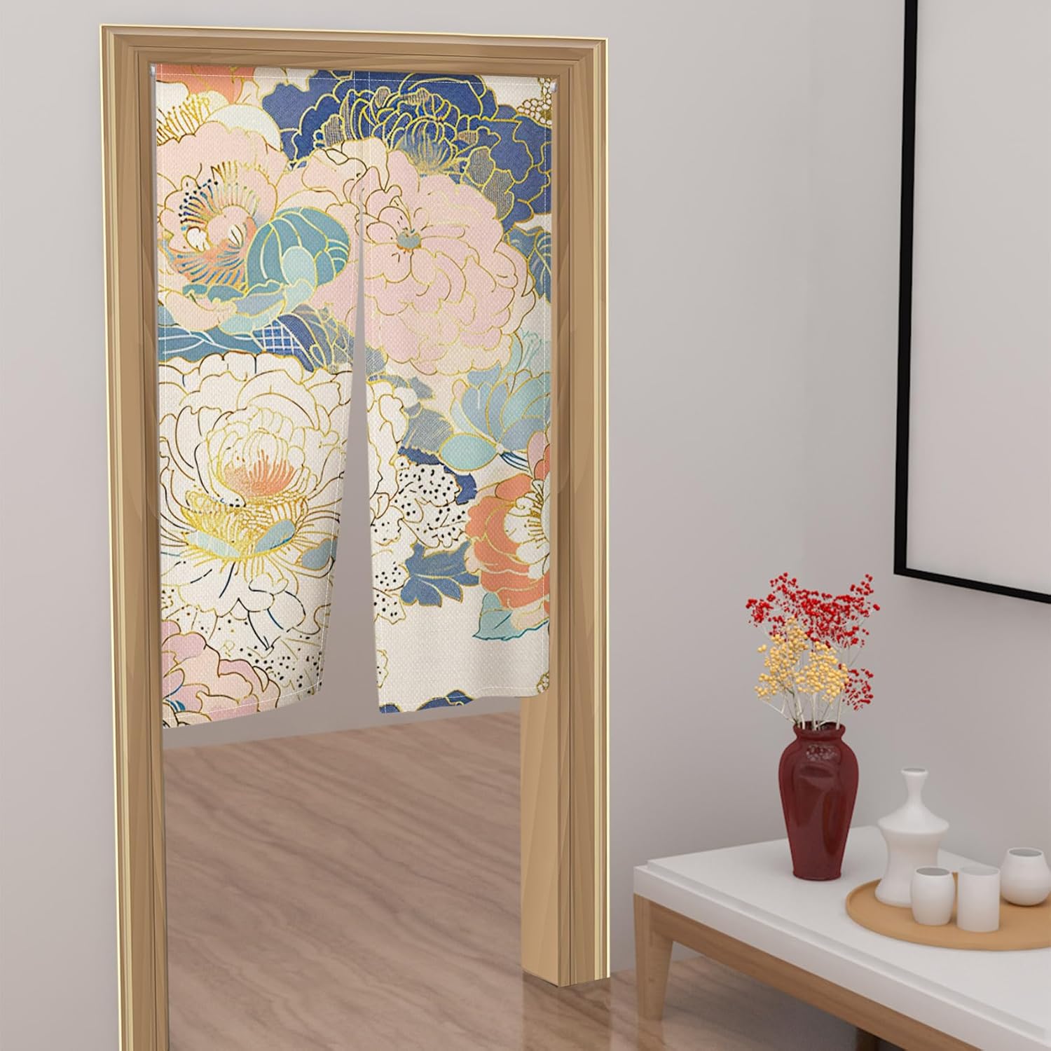 Japanese Noren Door Curtain Boho Style Floral Print Panel 335x559