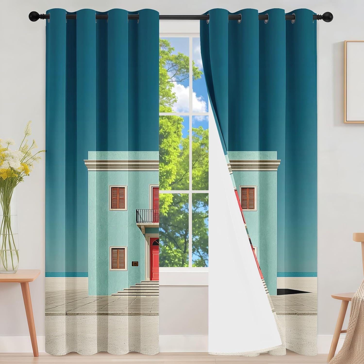 European Doorway Curtains 108 Inches Long 2 Panels Set