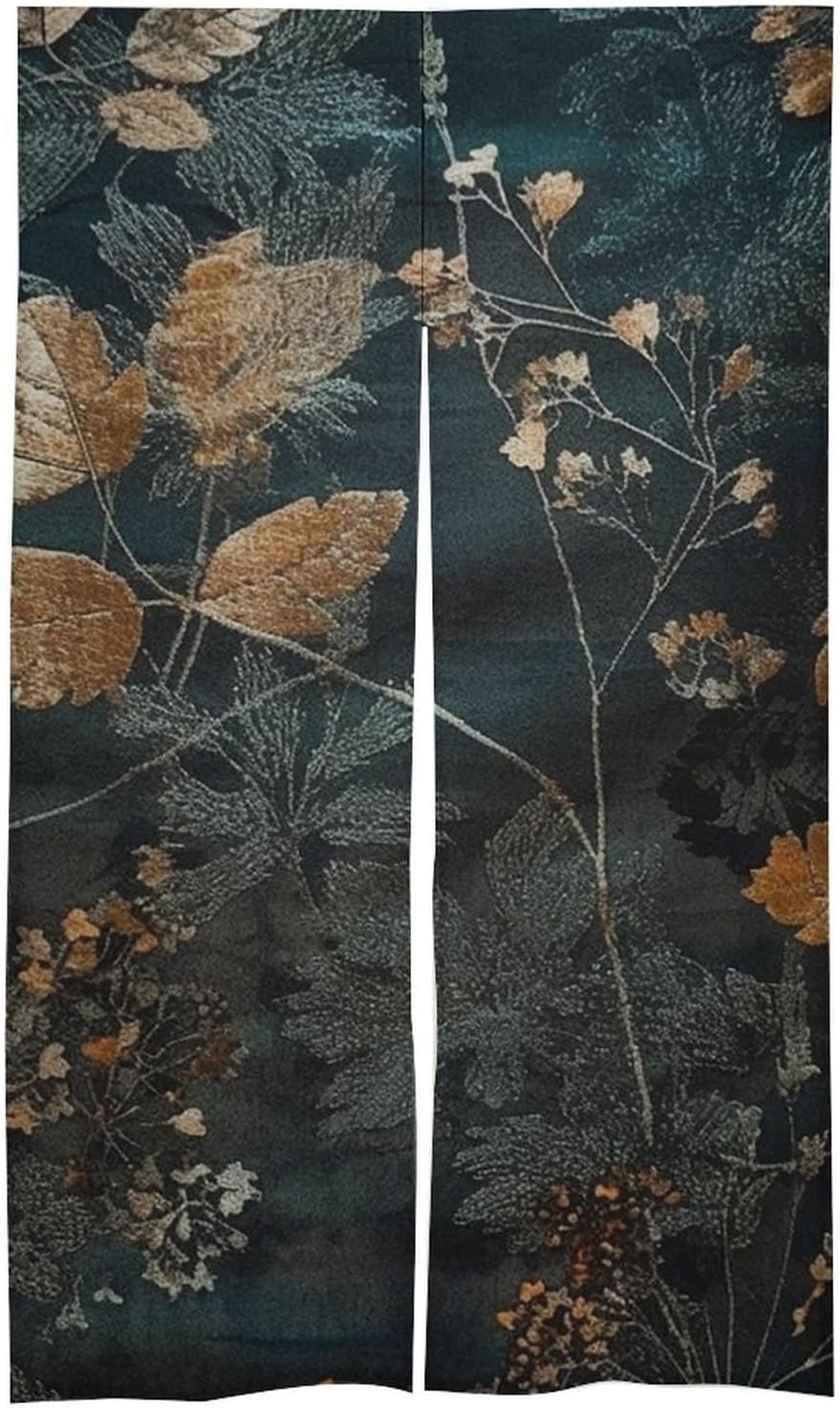 Gray Flower Printed Door Curtain for Split Doorway
