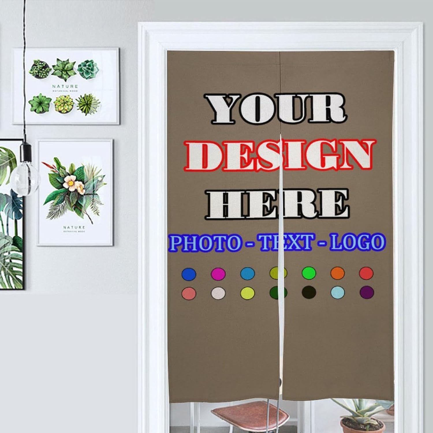 Custom Japanese Noren Curtain with Photo Text Logo 1
