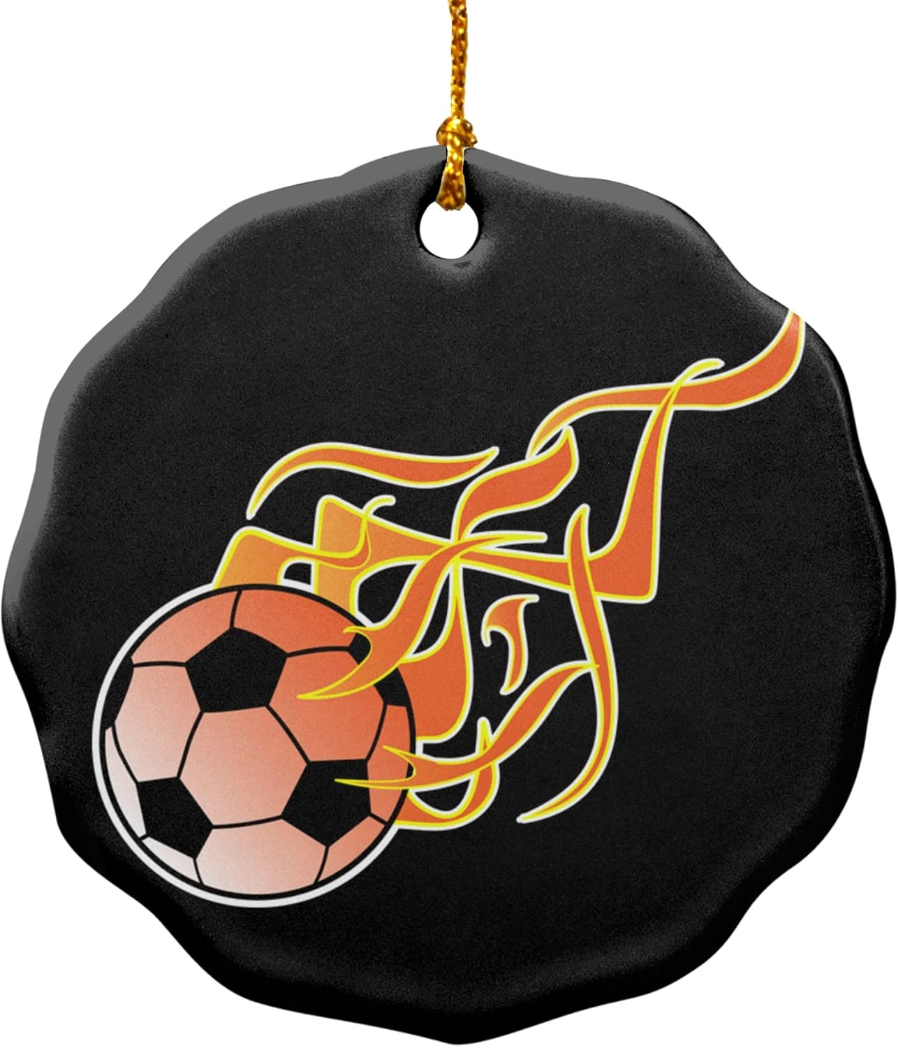 Graphics More Soccer Ball Football Cartoon Flames Porcelain Ornament