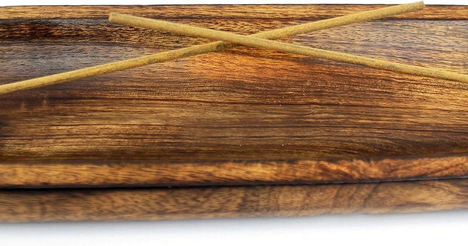 Dinil Incense Burner Holder - 11 Inch Natural Wood Ash Tray