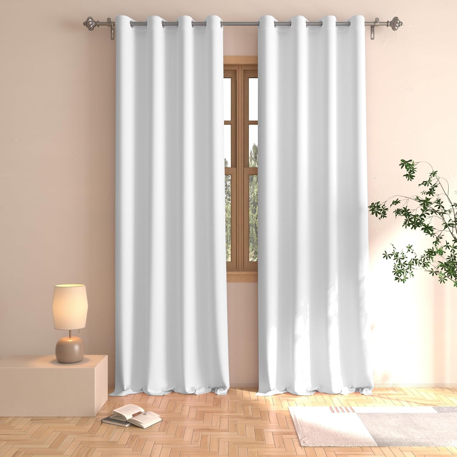 UPOPO Greyish White Curtains 92 Inch Panels Set