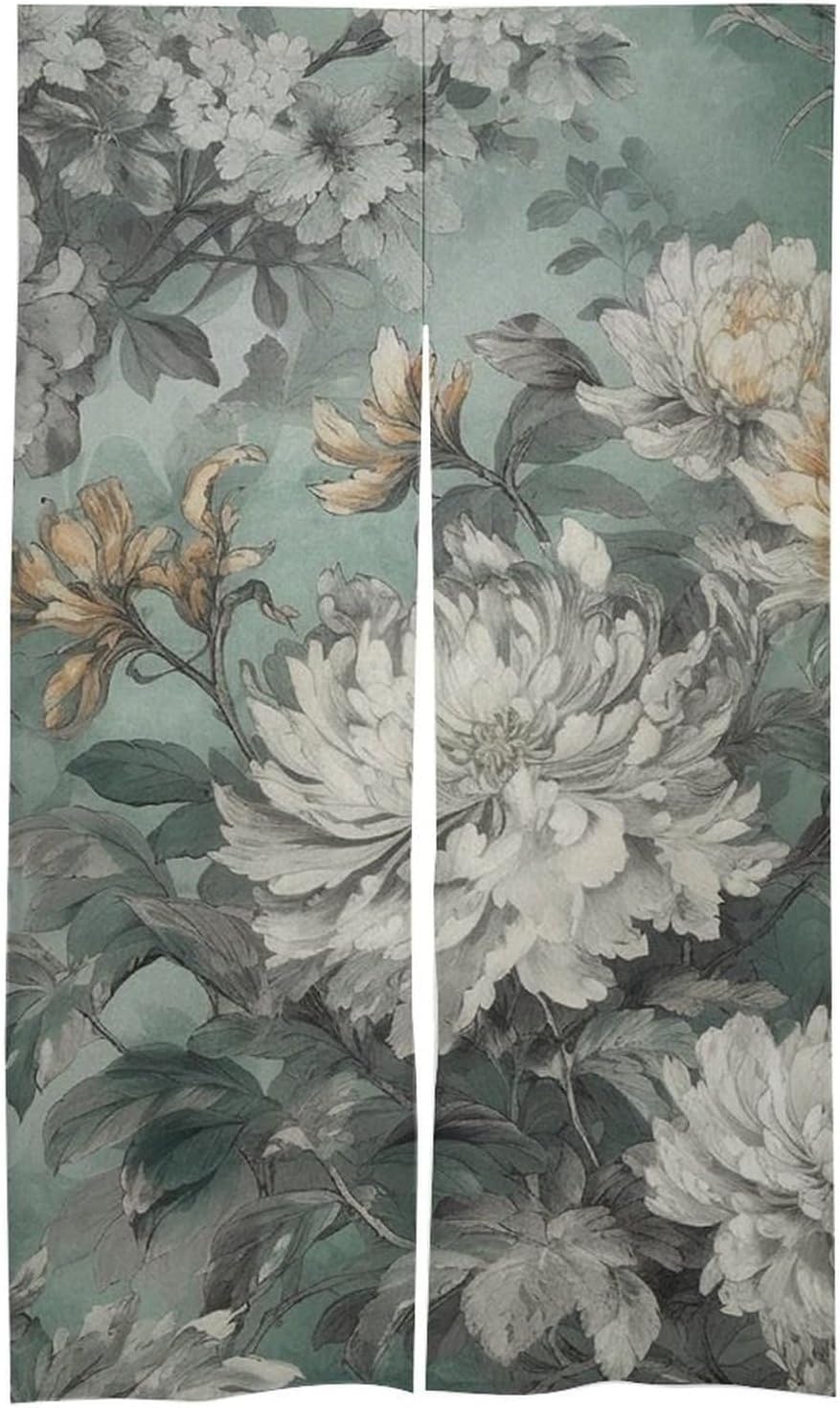 Japanese Noren Light Emerald and Gray Door Curtain 34x57