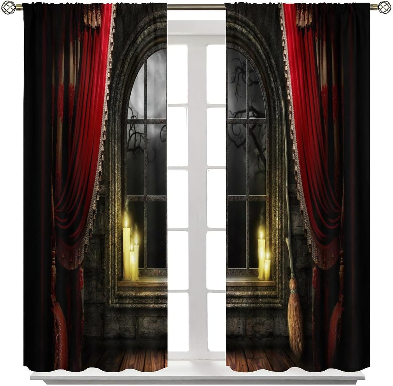 Gothic Curtains Retro Pattern 2 Panel Set 52 X 84