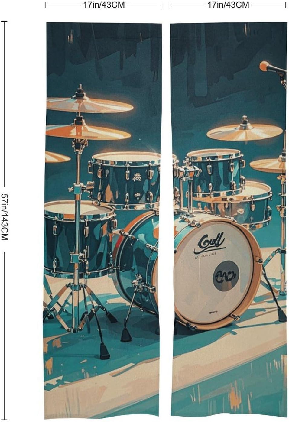Cool Drums Set Door Cover Curtain 57x17 Inches