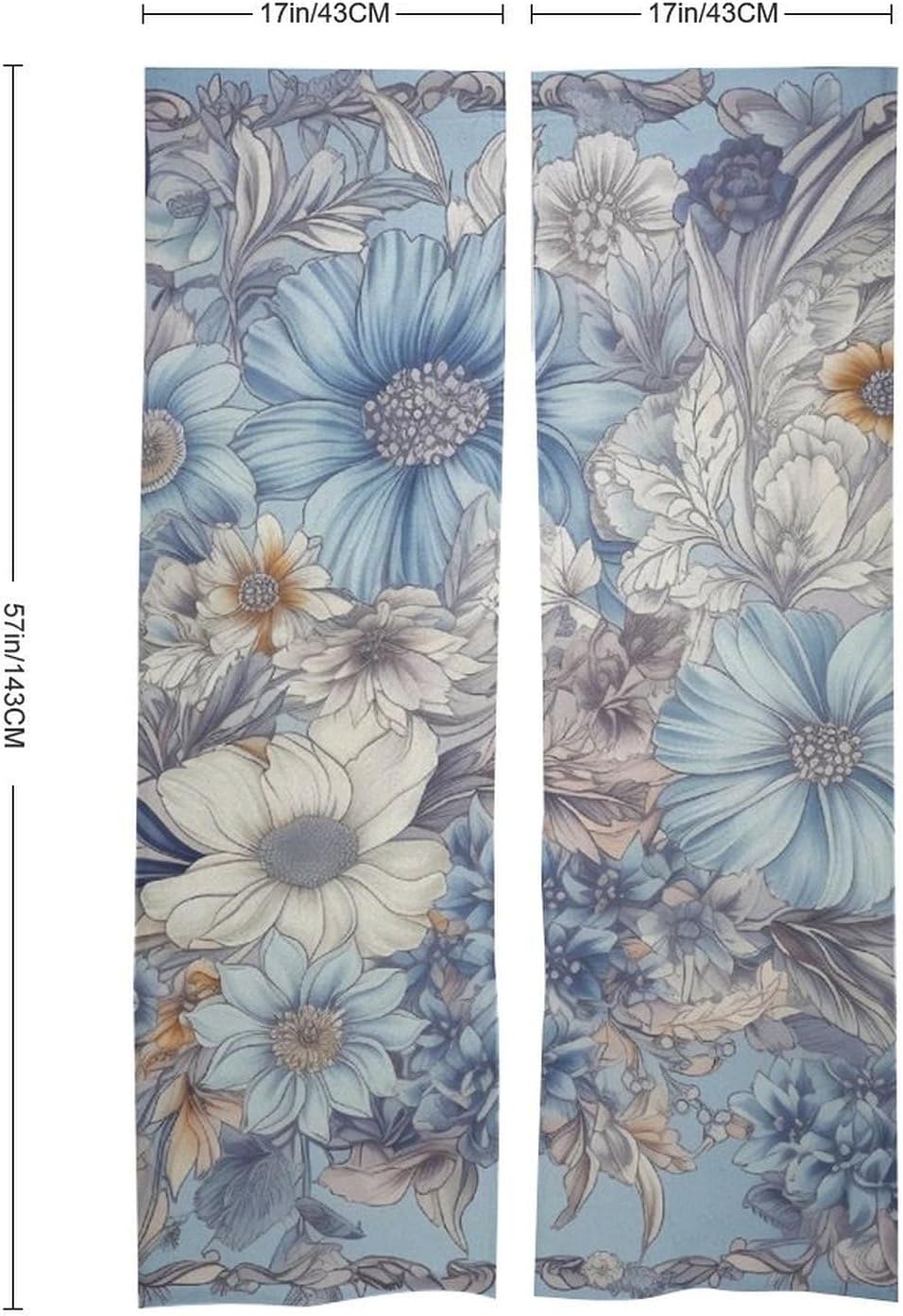 Japanese Noren Door Curtain with Hand Painted Flowers Design