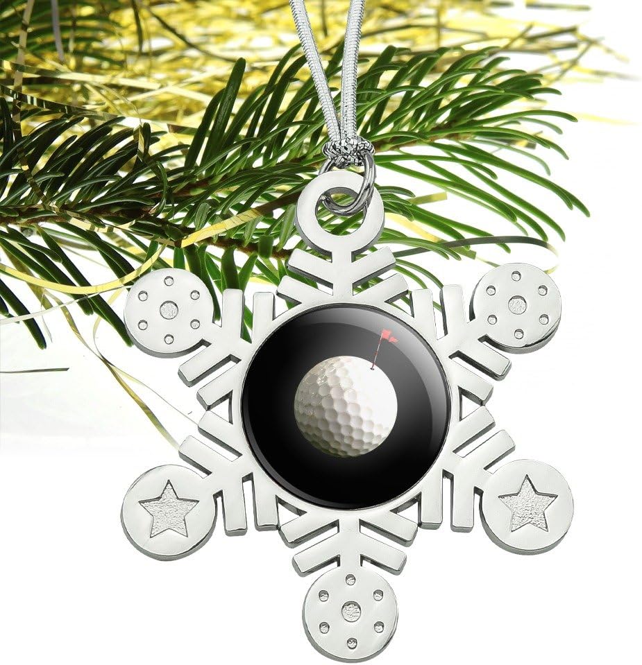 Golf Ball Moon Flag Golfing Metal Christmas Ornament