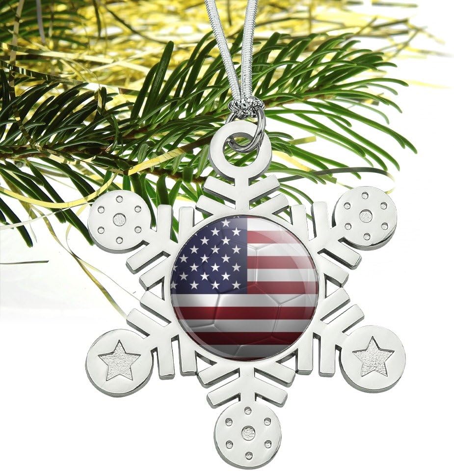 Graphics More USA Flag Soccer Ball Metal Snowflake Ornament