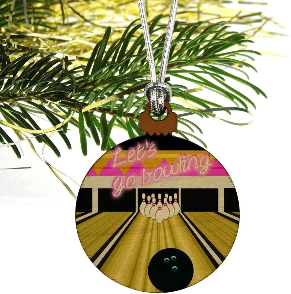 GRAPHICS MORE Mini Wood Bowling Ball Pins Christmas Ornament