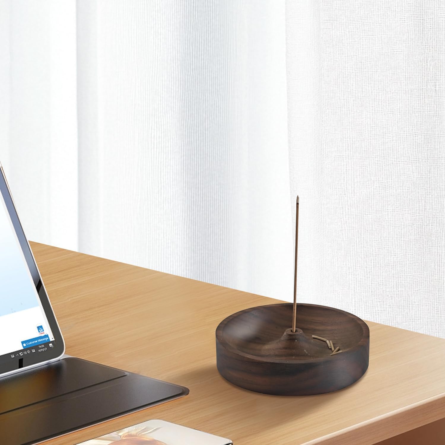 Belsea Round Wooden Incense Holder for Sticks