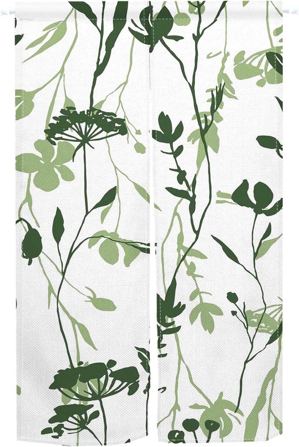 Japanese Style Green Plants Print Door Curtain 34x60