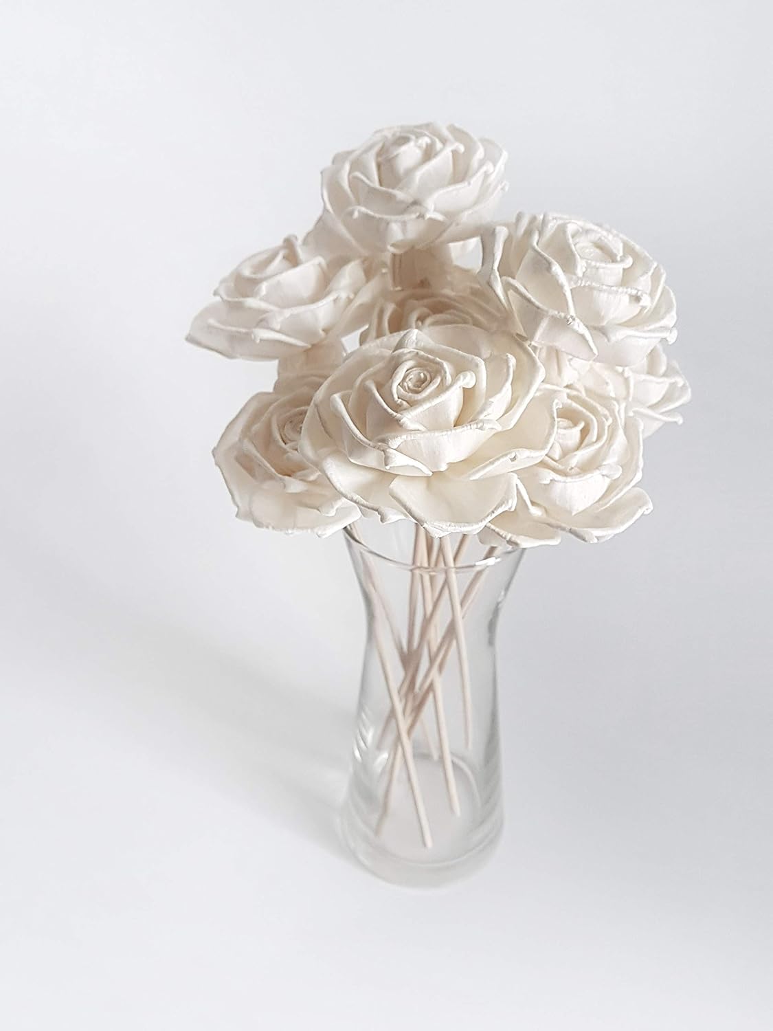 10 Rosa Wedding Bell Rose Sola Flower Diffuser Set