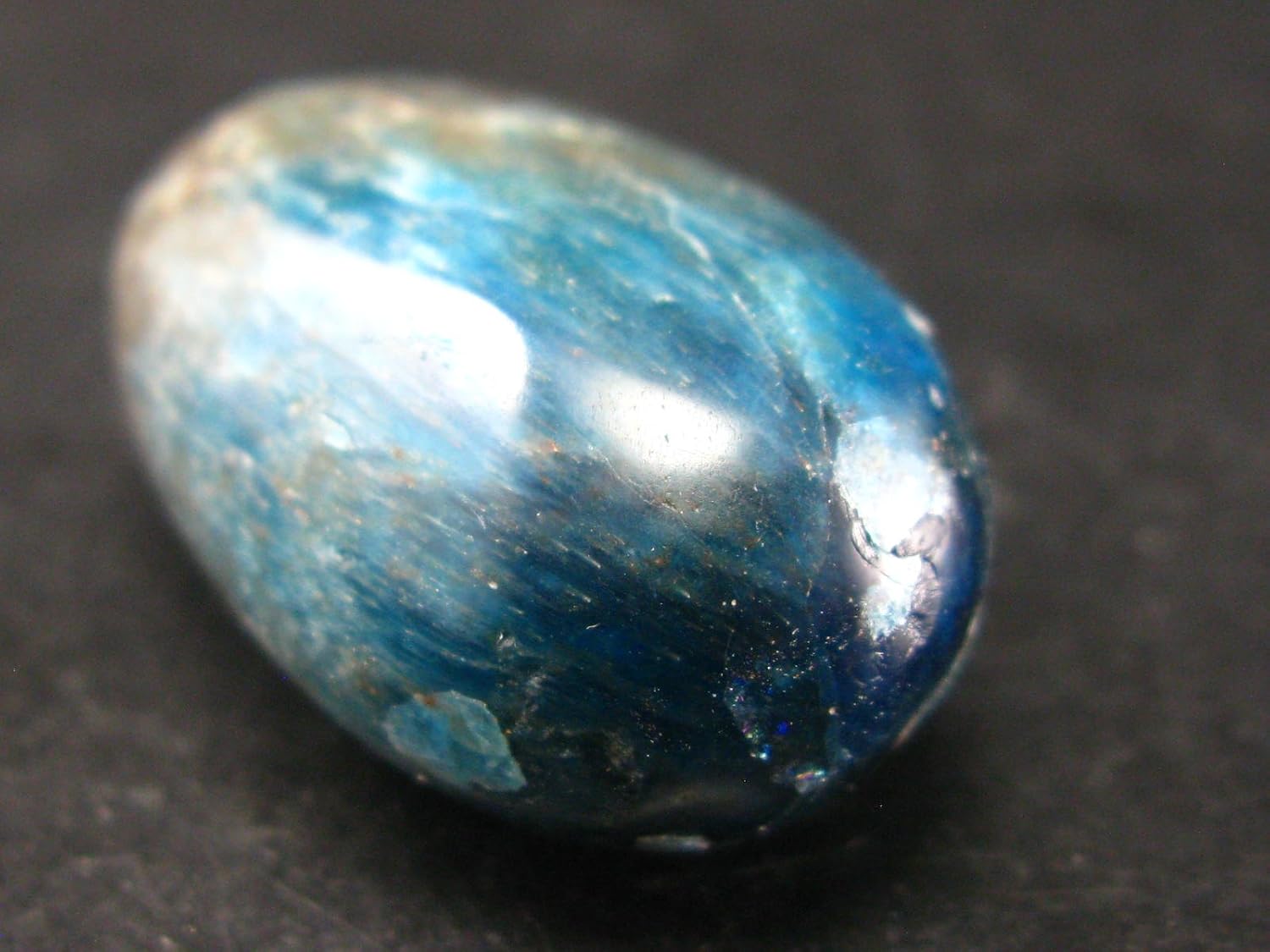 Neon Blue Apatite Tumbled Stone from Brazil 18 Inch 1