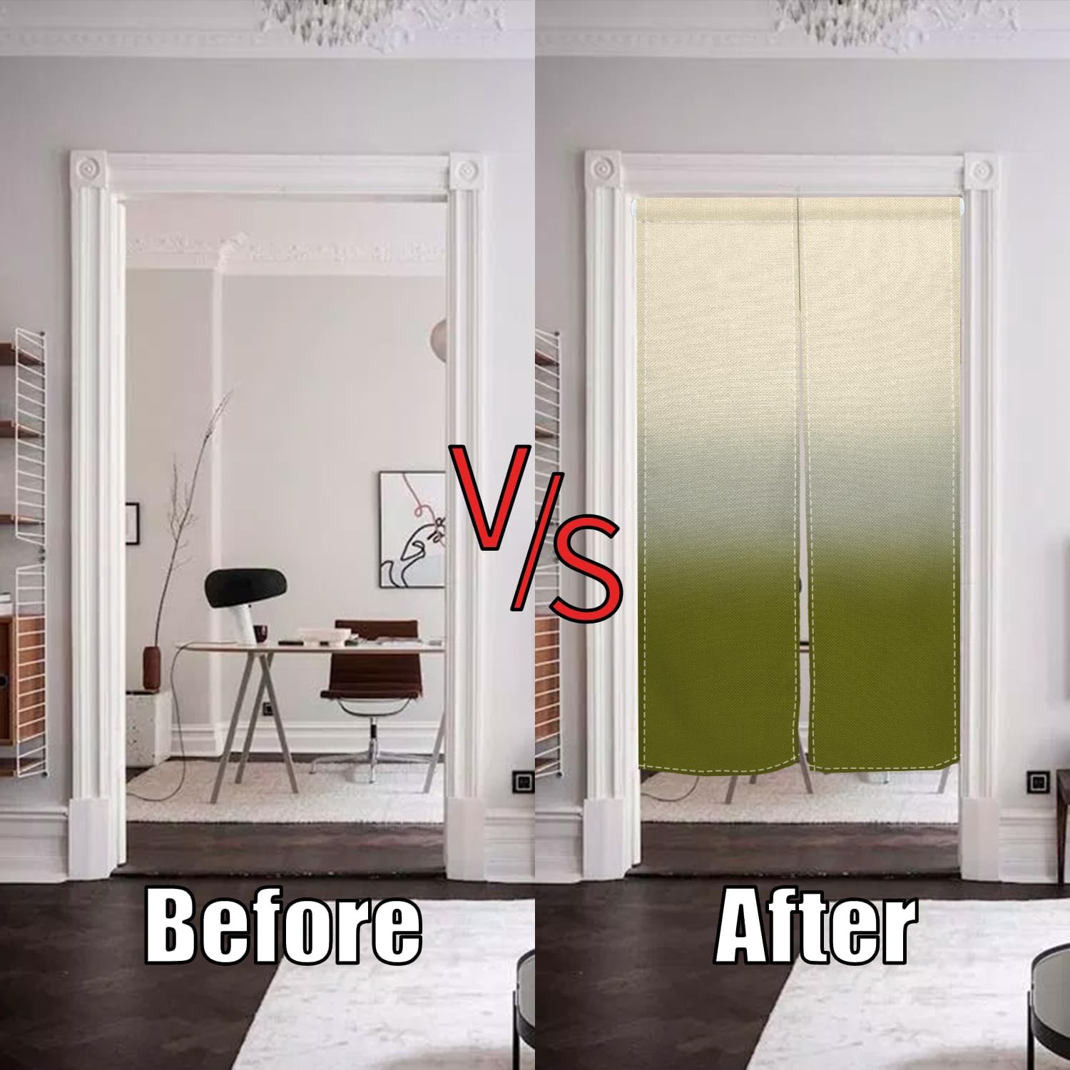 Japanese Noren Door Curtain with Gradient Print for Privacy Partition