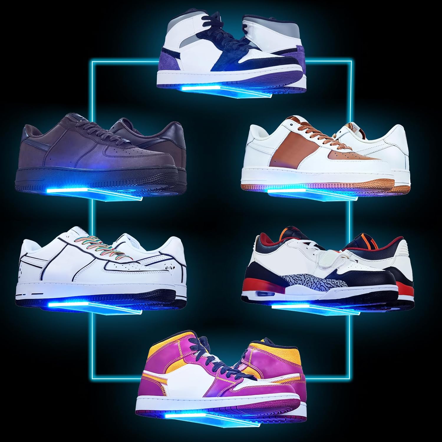 Dilibra Set of 6 Floating Shoe Display Shelf with Lights