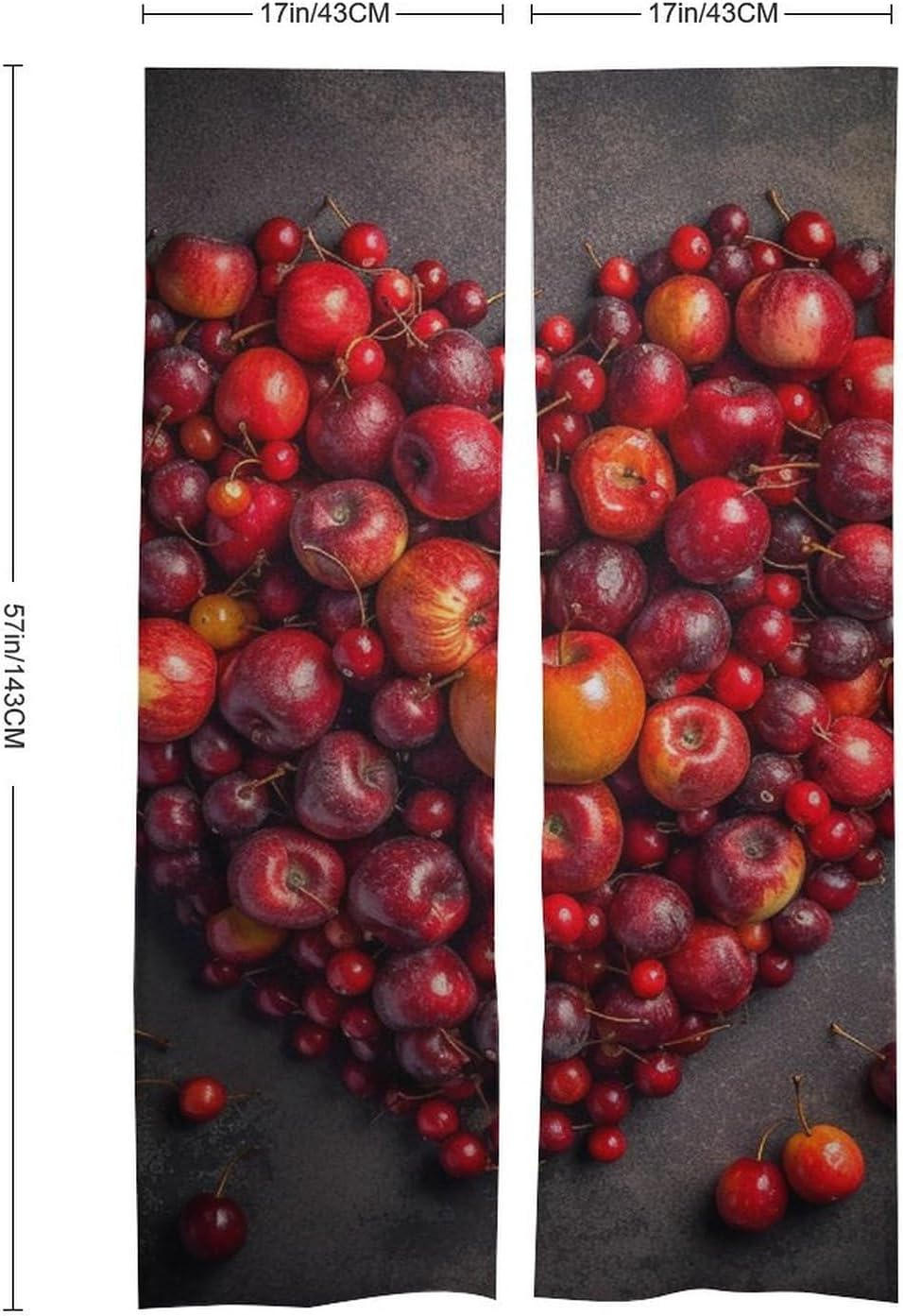 Japanese Heart Shape Door Curtain with Red Fruit Print