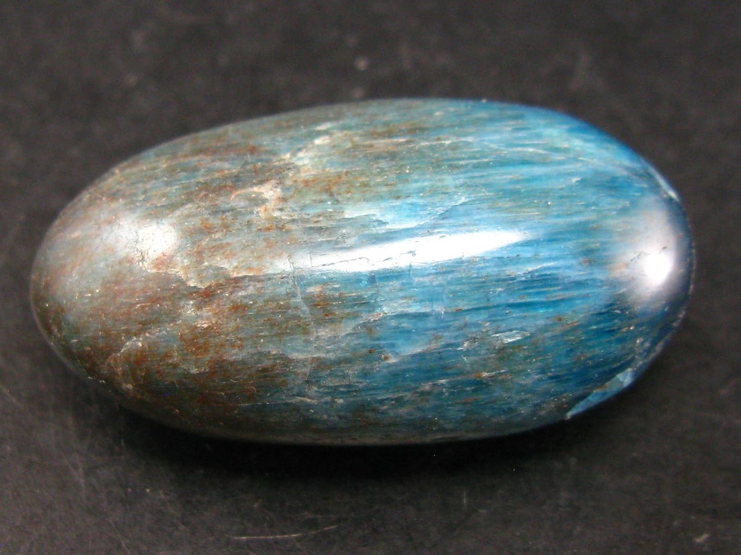Neon Blue Apatite Tumbled Stone from Brazil 18 Inch 1