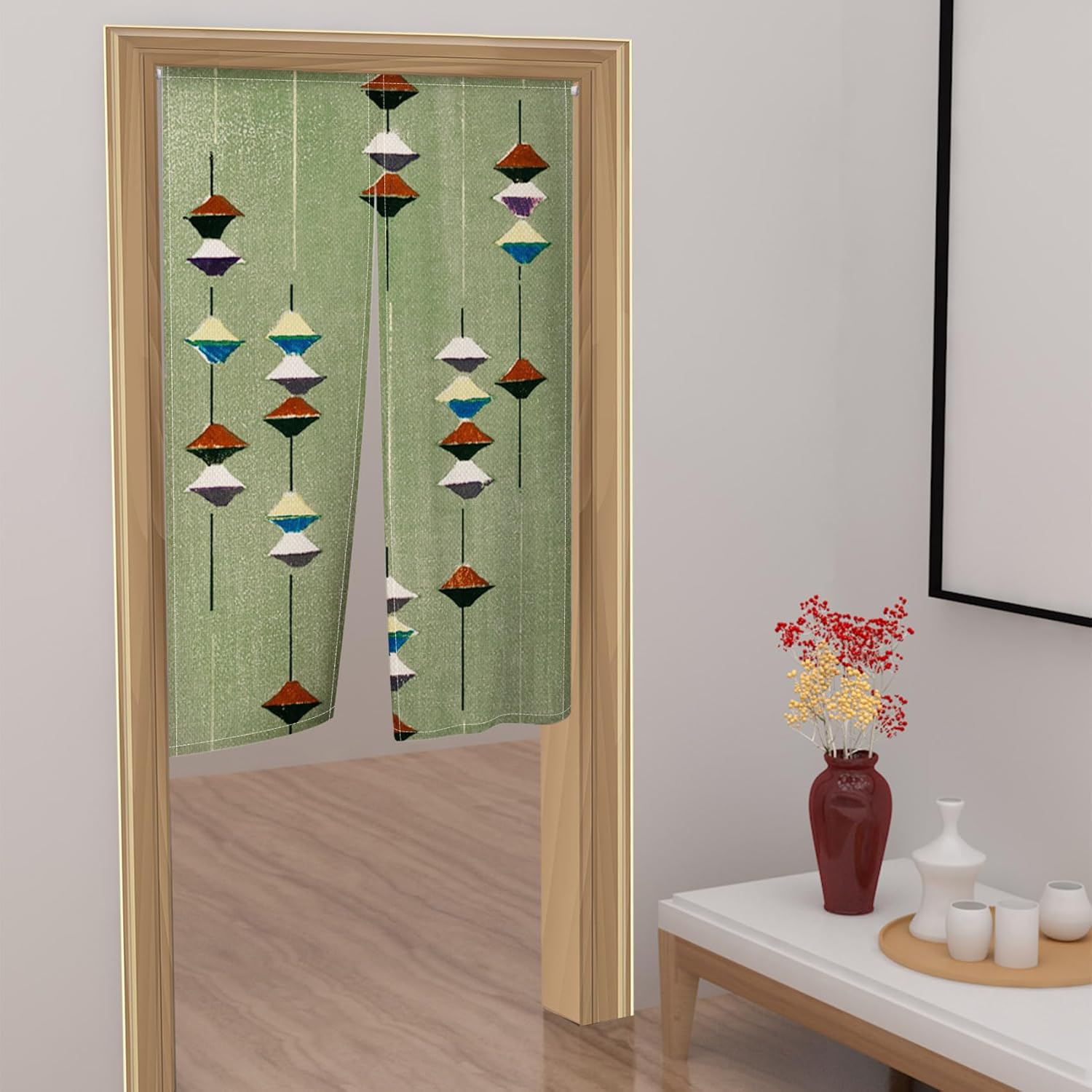 Leowefowa Noren Green Door Curtain 34x60 Inch Panel