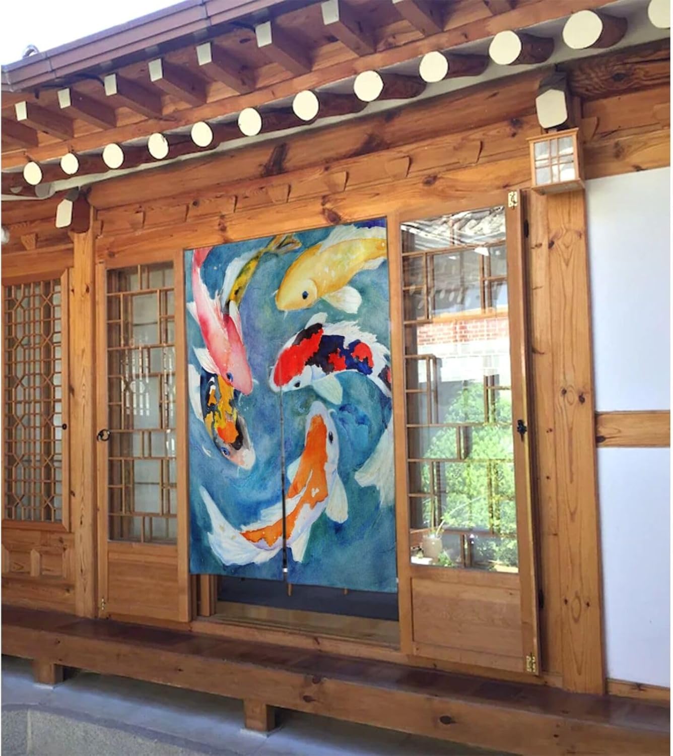 Peynir Japanese Koi Carp Door Curtain Feng Shui Panel