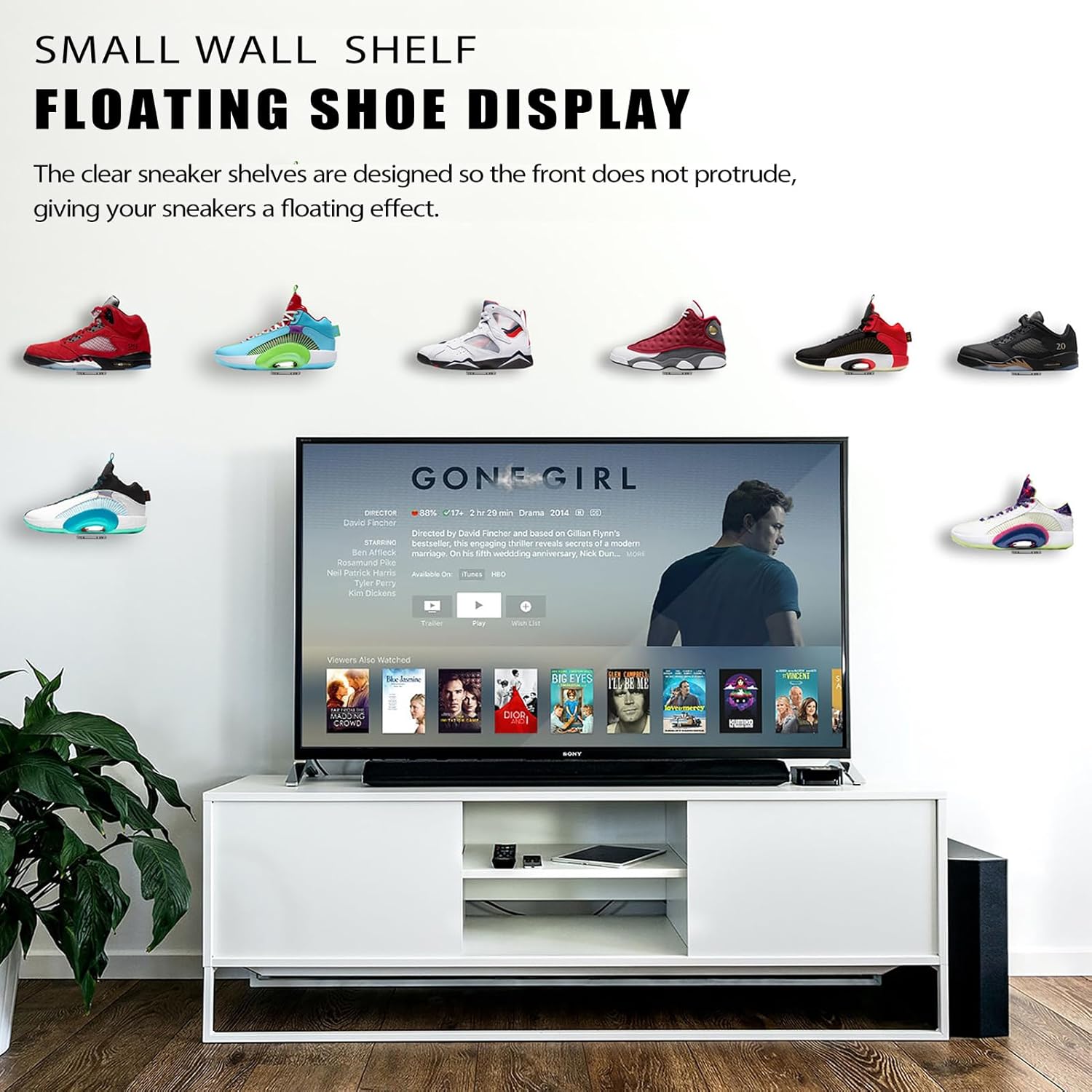 SIPRDE Floating Shoe Display Shelves Set of 6 Wall Mount Clear Acrylic