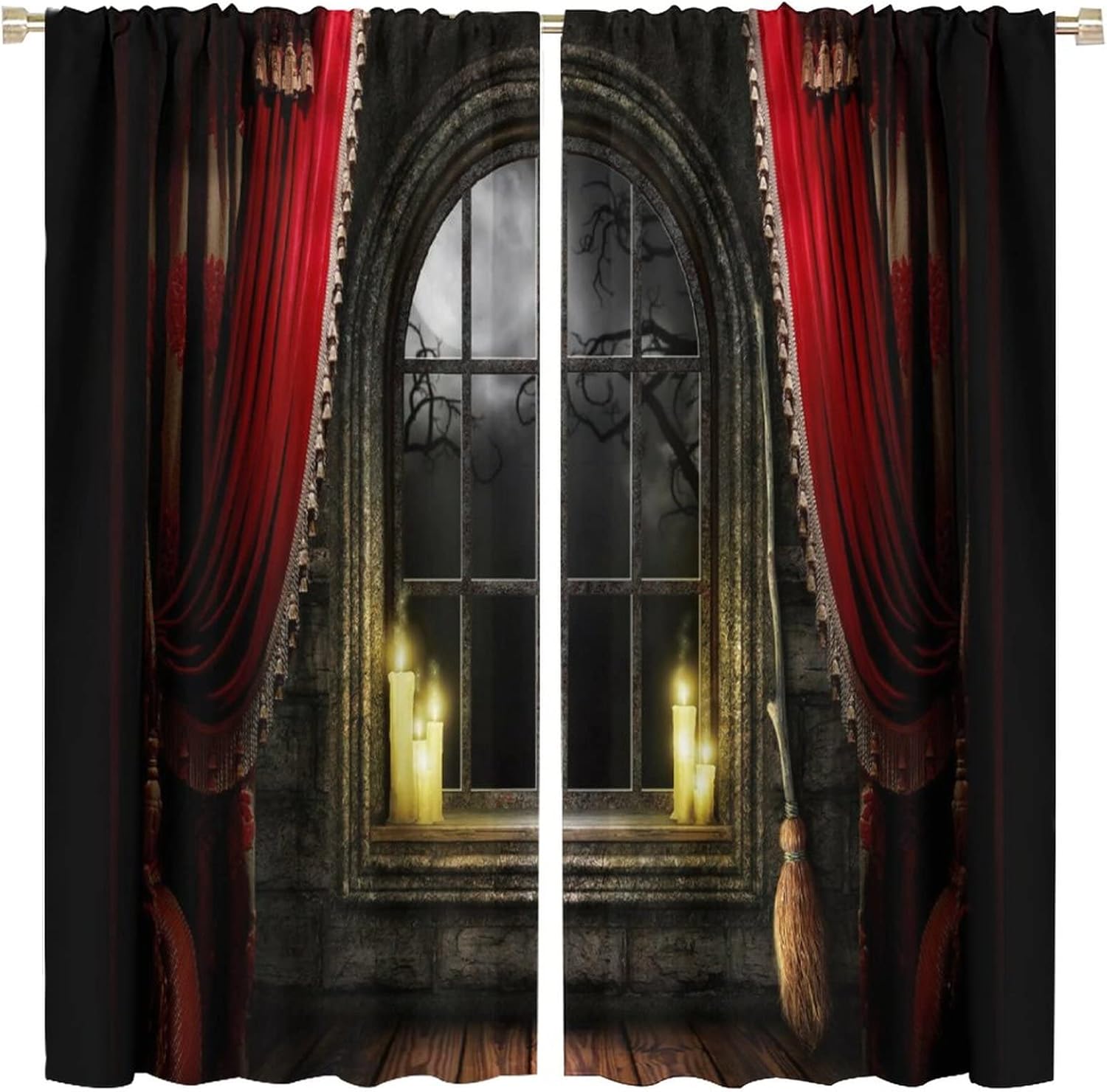 Gothic Curtains Retro Pattern 2 Panel Set 52 X 84