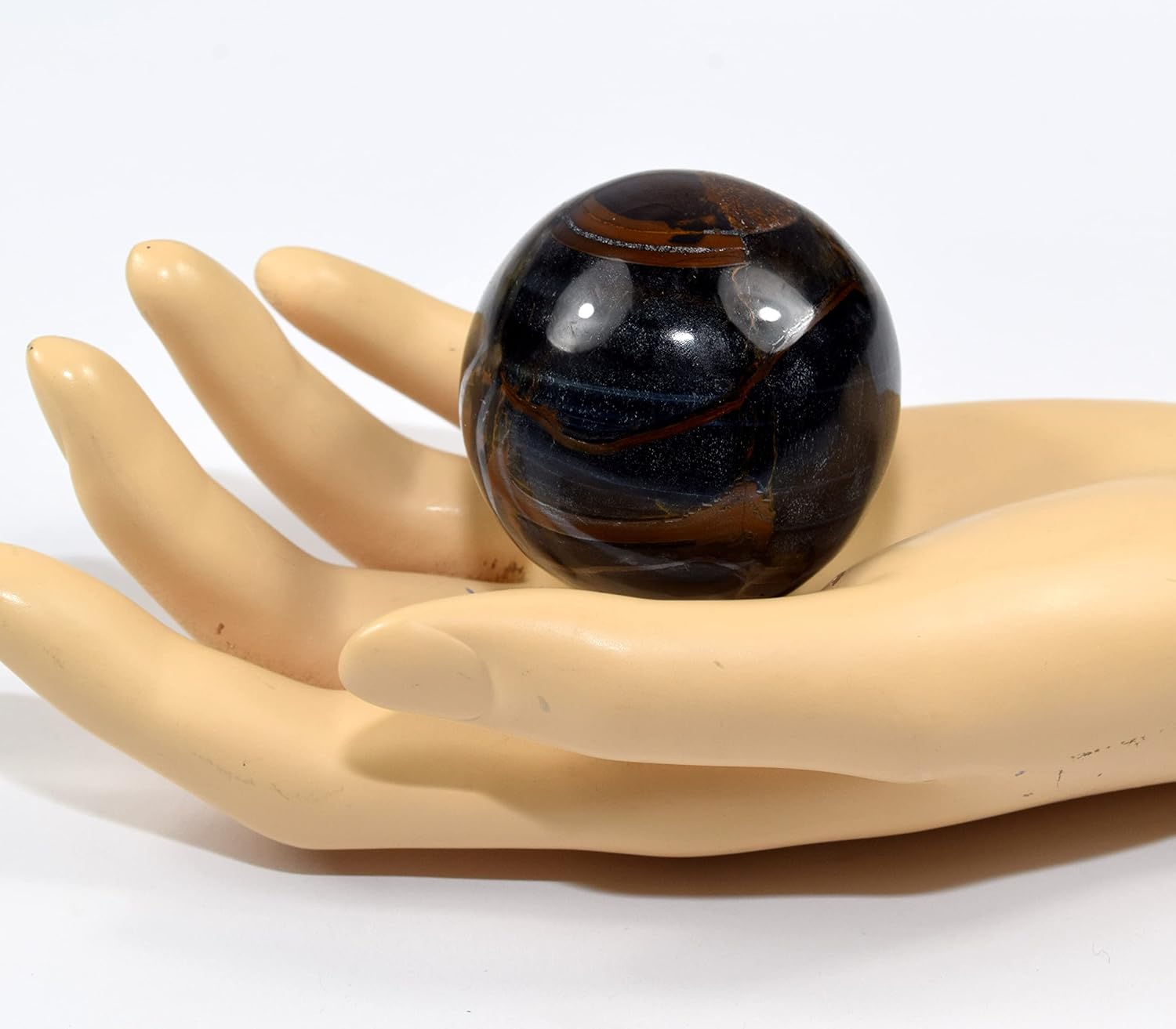 46mm Blue Yellow Tiger Eye Crystal Sphere with Stand