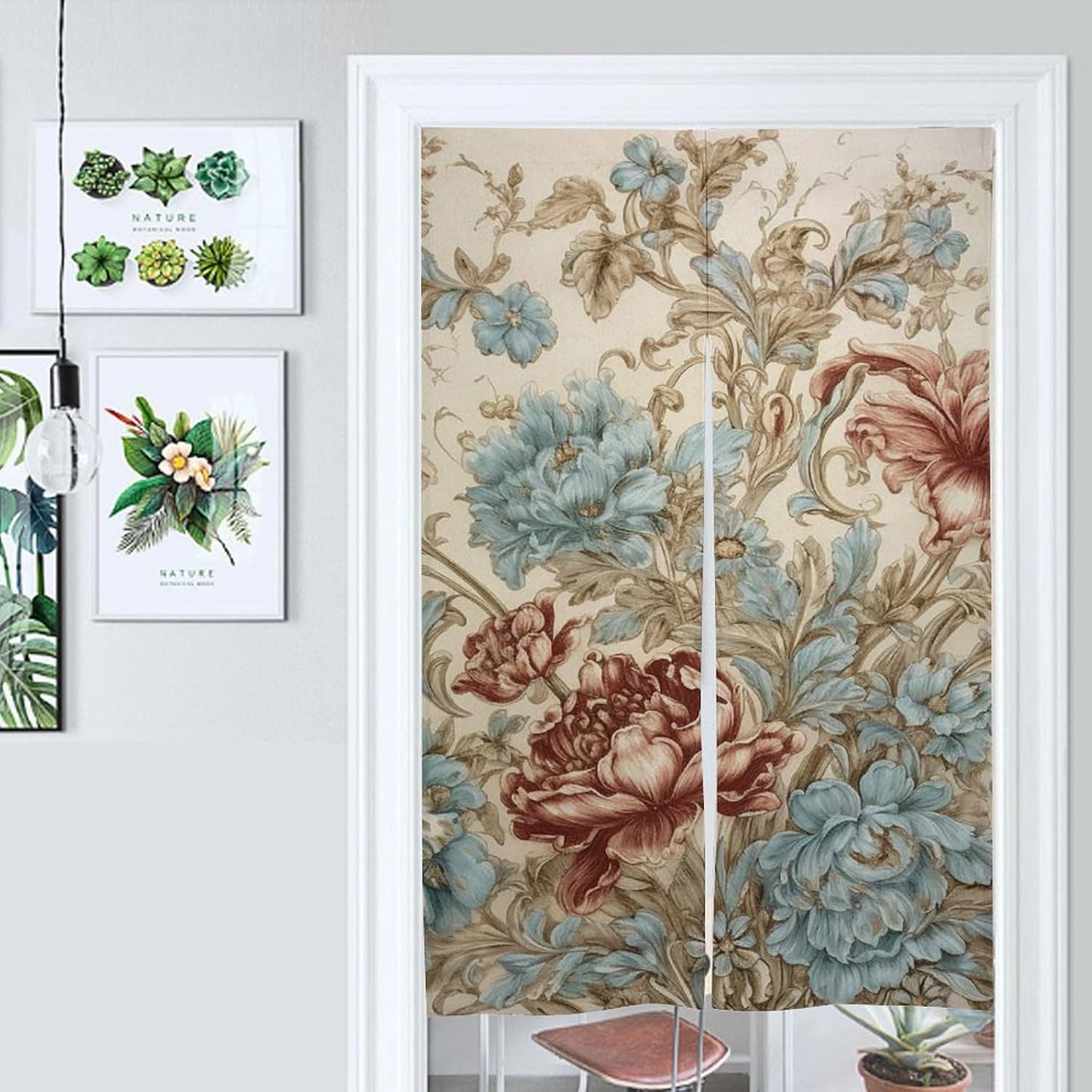 Gilded Floral Japanese Door Curtain 34x57