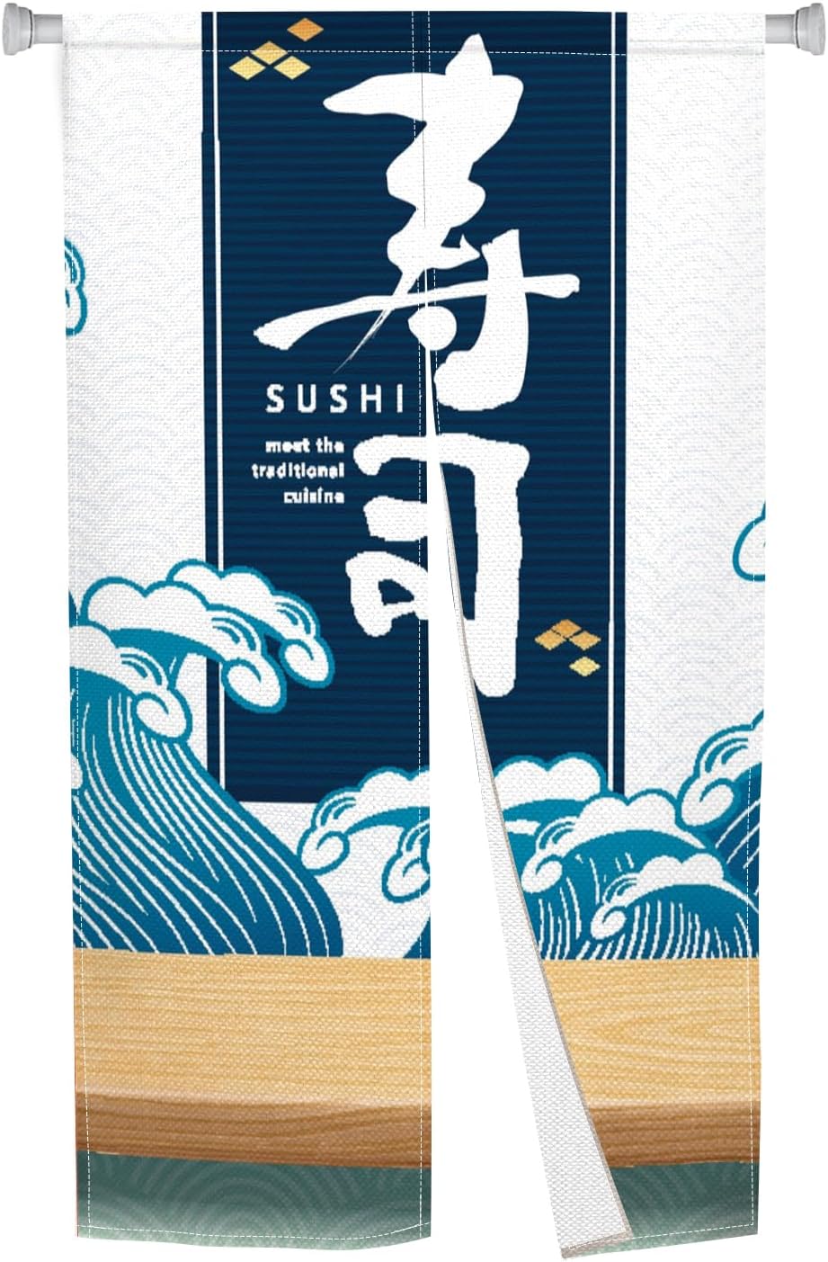 Japanese Noren Door Curtain with Sushi Print for Home Divider