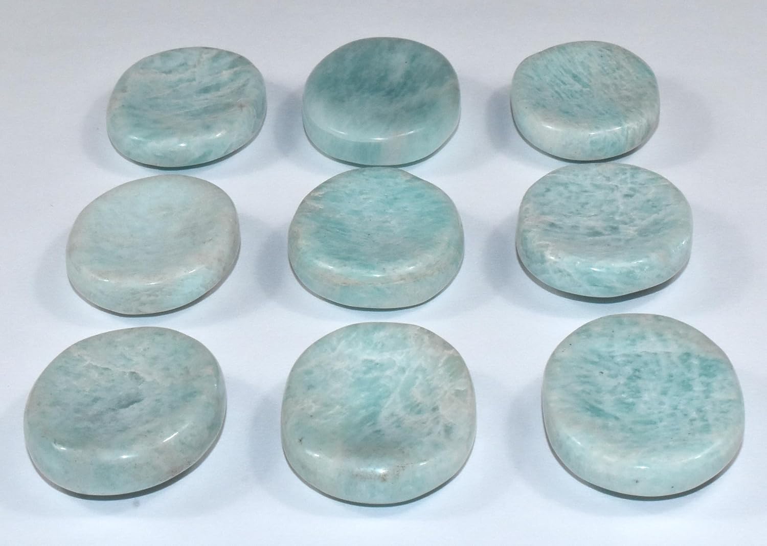 Pair 42mm Green Blue Teal Amazonite Worry Stones
