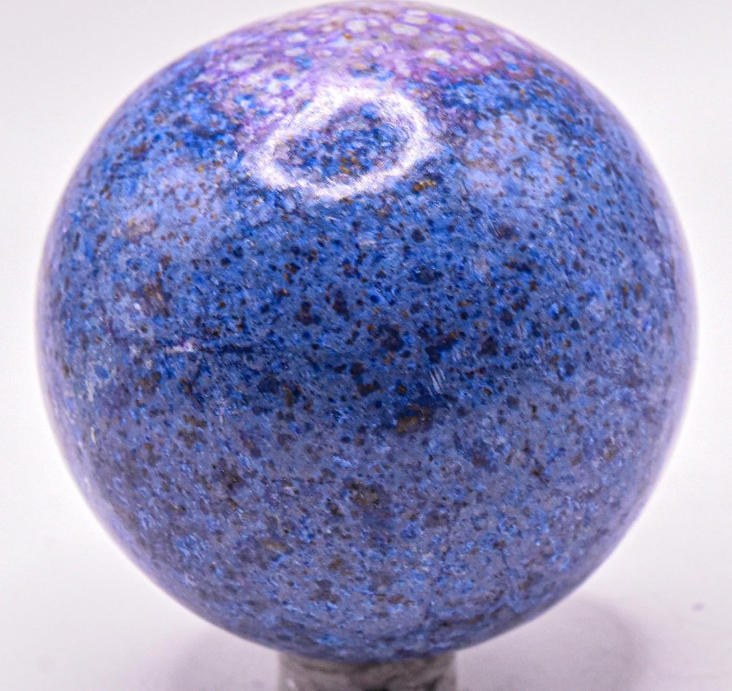 22 Inch Dumortierite Quartz Polished Gemstone Ball - Peru with Stand