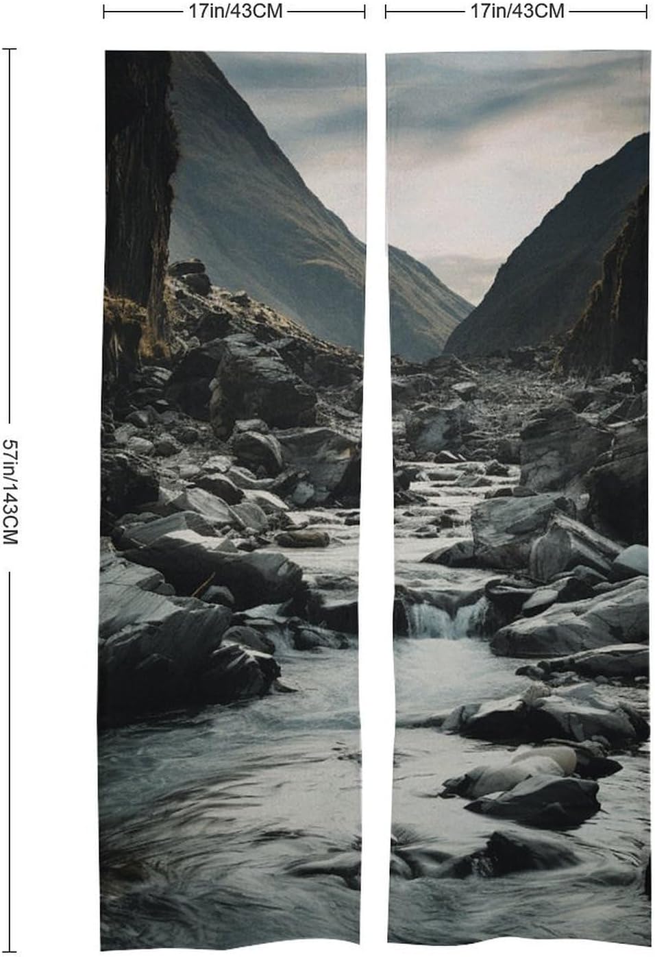 River and Gray Rocks Door Cover Curtain 57x17 Inches