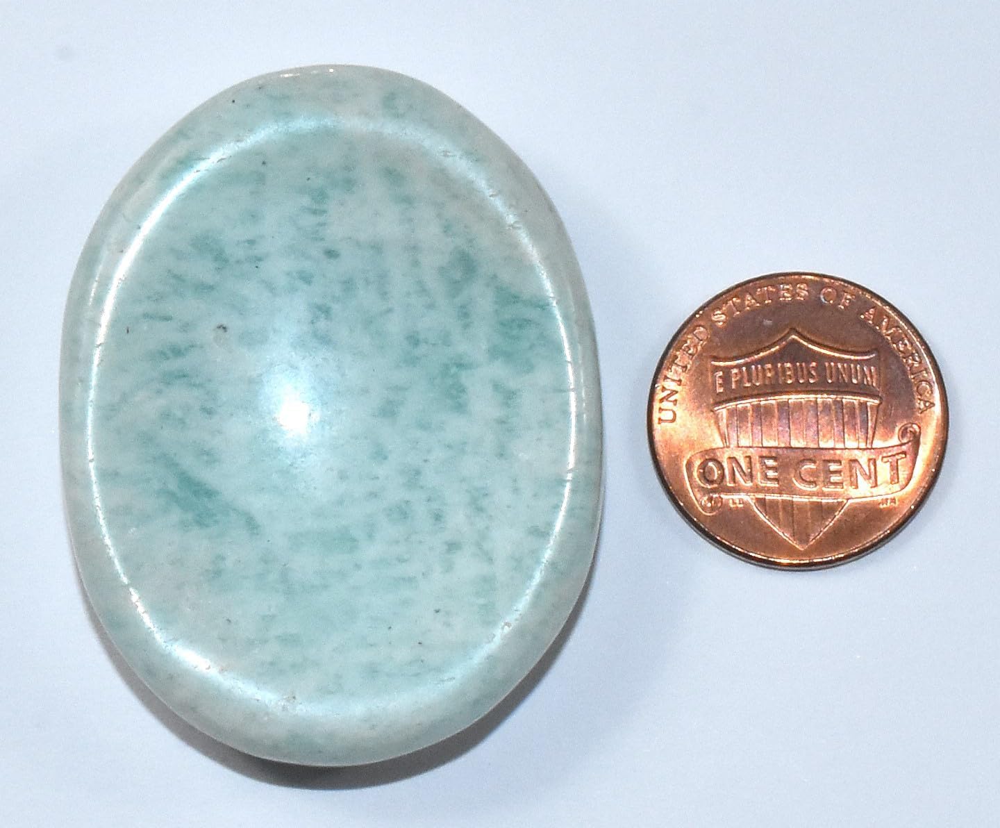 Pair 42mm Green Blue Teal Amazonite Worry Stones