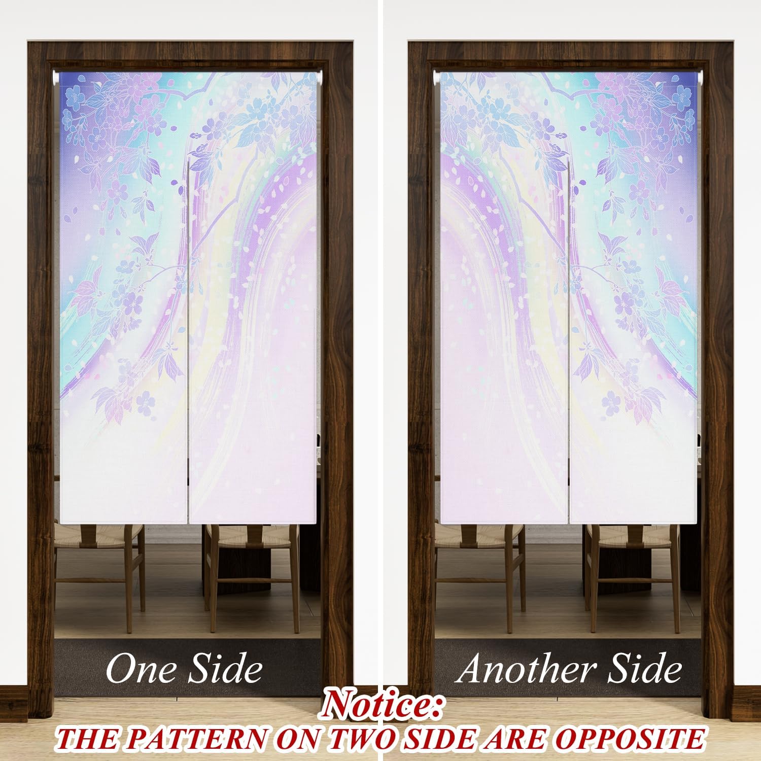 Leowefowa Cherry Blossom Double Sided Curtain for Doors and Windows