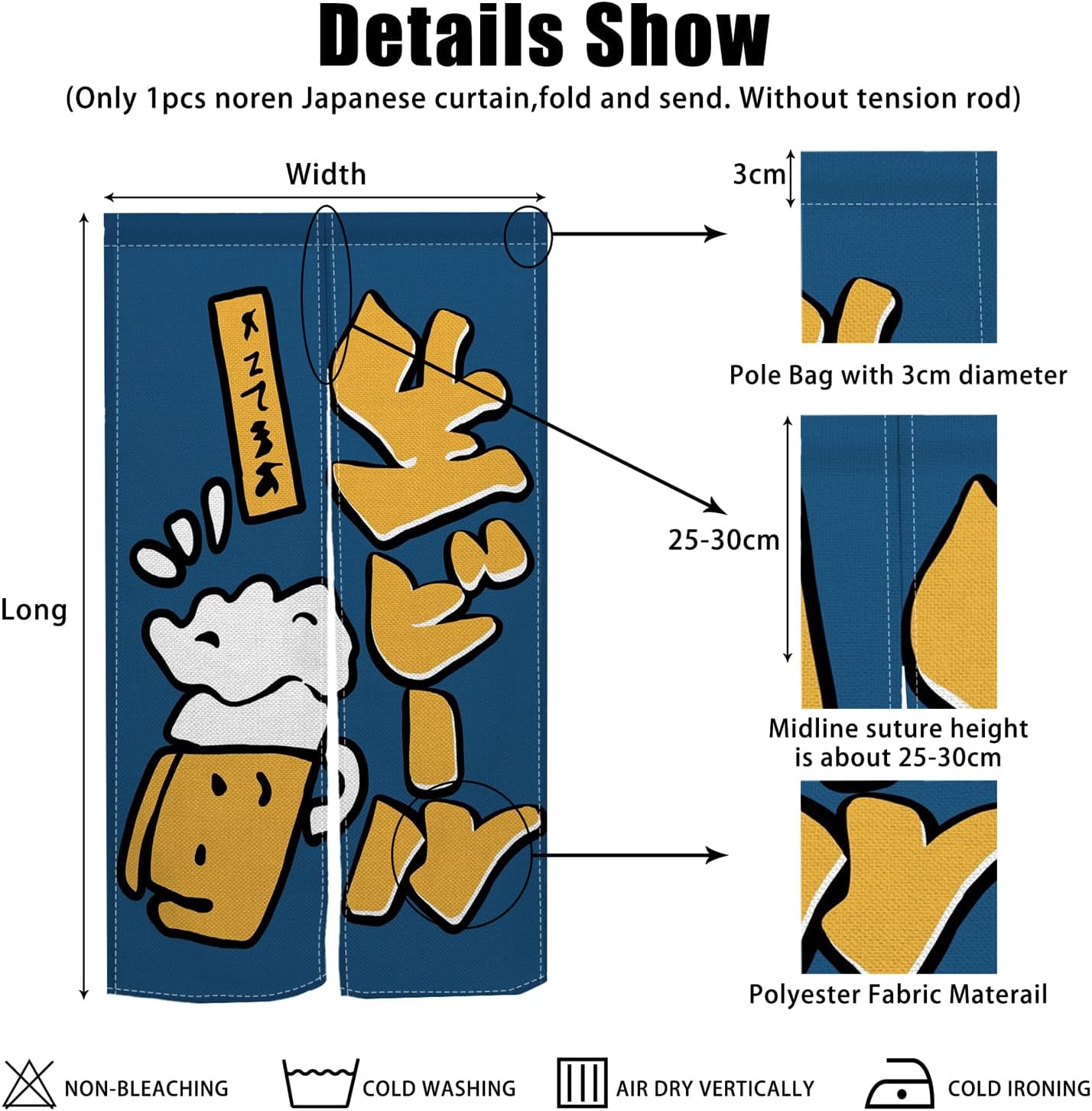 Japanese Noren Door Curtain for Kitchen Bathroom Divider